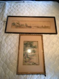 Group of 2 Vintage Watercolor prints