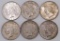 Lot of (6) Peace Silver Dollars.