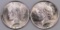 Lot of (2) 1923 P Peace Silver Dollars.