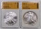 Lot of (2) American Silver Eagles.