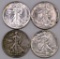 Lot of (4) Walking Liberty Silver Half Dollars.