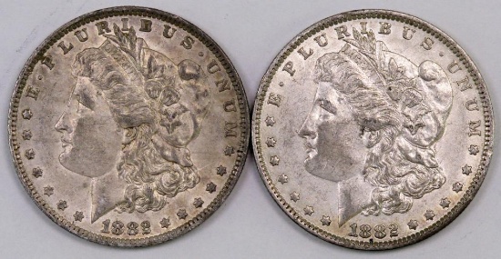 Lot of (2) 1882 O Morgan Silver Dollars.