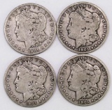 Lot of (4) 1901 O Morgan Silver Dollars.