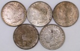 Lot of (5) 1921 P Morgan Silver Dollars.