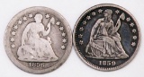 Lot of (2) Seated Liberty Half Dimes.