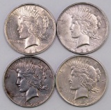 Lot of (4) 1922 D Peace Silver Dollars.