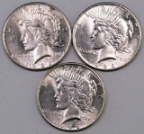 Lot of (3) 1926 P Peace Silver Dollars.