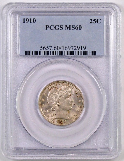 1910 P Barber Quarter (PCGS) MS60.