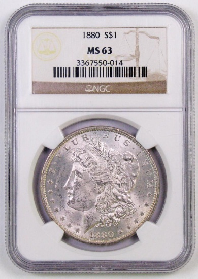 1880 P Morgan Silver Dollar (NGC) MS63.