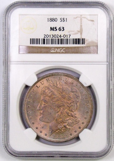 1880 P Morgan Silver Dollar (NGC) MS63.