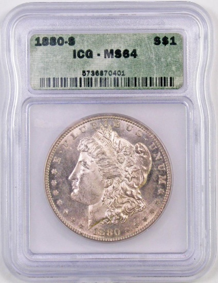 1880 S Morgan Silver Dollar (ICG) MS64.