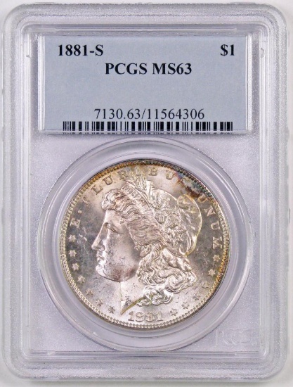 1881 S Morgan Silver Dollar (PCGS) MS63.