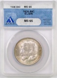 1936 Elgin Commemorative Half Dollar (ANACS) MS65.