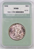 1942 P Walking Liberty Half Dollar (NTC) MS66.