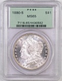 1880 S Morgan Silver Dollar (PCGS) MS65.