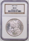 1881 S Morgan Silver Dollar (NGC) MS65.