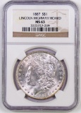 1887 P Morgan Silver Dollar (NGC) MS63.