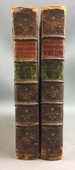 Group of 2 Antique Chesterfield Miscellaneous Works Volume 1 and 2 Books