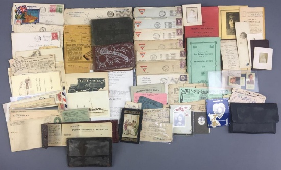 Group of Antique/Vintage Letters, Bank Book, Photos and more