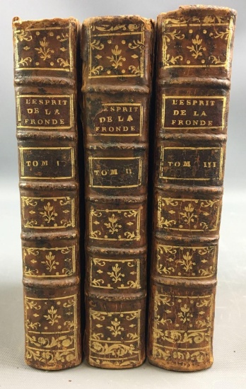 Group of 3 Antique L?esprit De La Fronde Volumes 1,2 and 3 Books