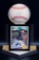 Signed Houston Astro Nolan Ryan Baseball and Trading Card with Display