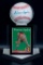 Signed Milwaukee Brave Warren Spahn Baseball with Trading Card and Display