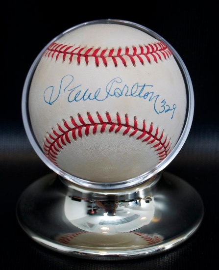 Signed Philadelphia Phillies Steve Carlton 1980 All Star Game Baseball with Holder