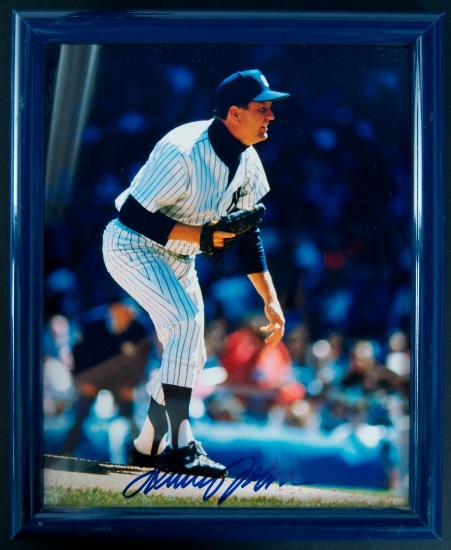 Signed New York Yankees Tommy John Framed Photograph