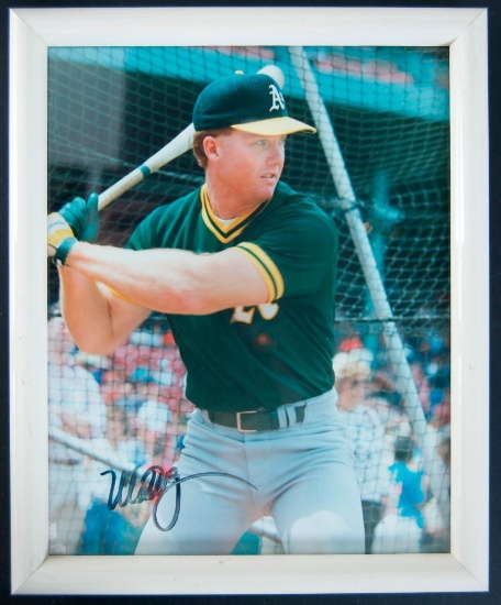 Signed Oakland A's Mark McGuire Framed Photograph