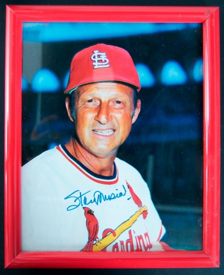 Signed St. Louis Cardinal Stan Musial Framed Photograph