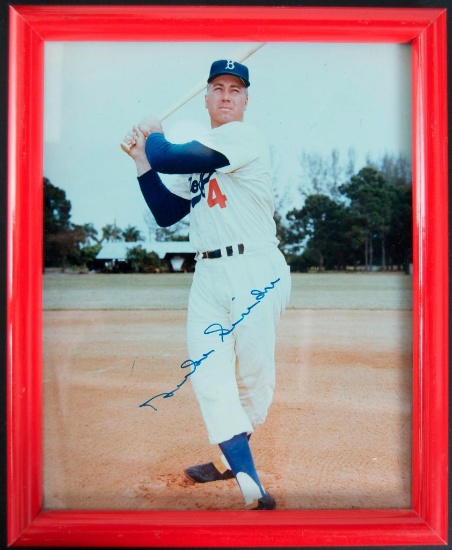 Signed Brooklyn Dodgers Duke Snider Framed Photograph