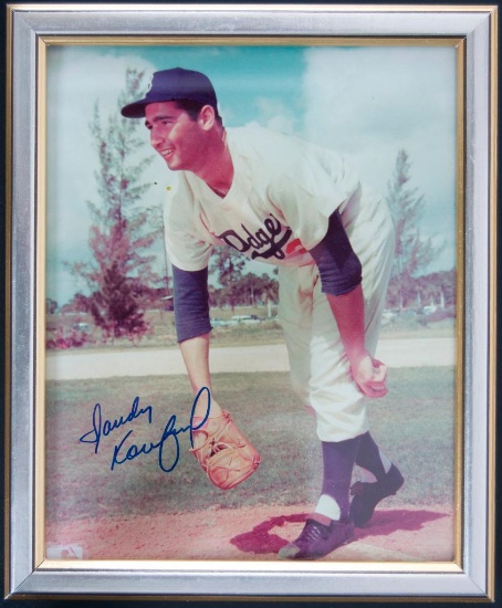 Signed Brooklyn Dodgers Sandy Koufax Framed Photograph