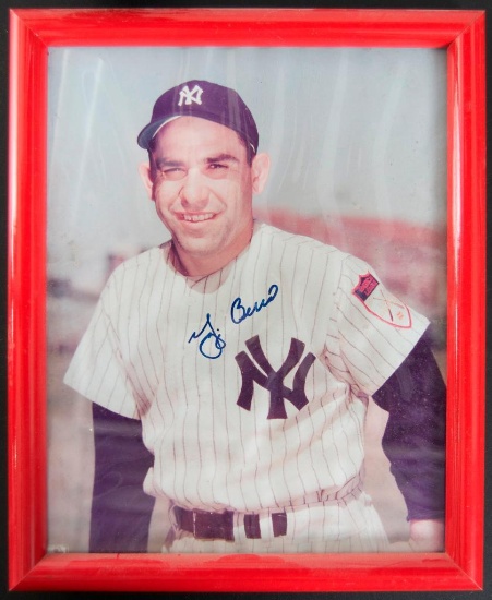 Signed New York Yankee Yogi Berra Framed Photograph