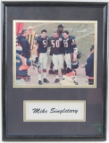 Signed Chicago Bear Mike Singletary Framed Photograph