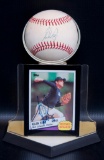 Signed Houston Astro Nolan Ryan Baseball and Trading Card with Display