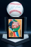 Signed Boston Red Sox Carl Yastrzemski Baseball with Rookie Card and Display