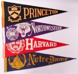 Group of 4 Vintage College Souvenir Felt Pennants