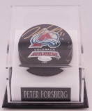 Signed Colorado Avalanche Peter Forsberg NHL Hockey Puck with COA