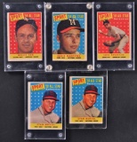 Group of 5 1958 Topps All Star Selection Baseball Cards