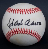 Signed Milwaukee Braves Hank Aaron Baseball with SGC COA