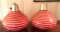 Group of two vintage retro white and red hanging lamps