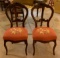 Group of two antique chairs with crocheted seats