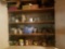 Entire four shelf contents of misc glass, porcelain & more.