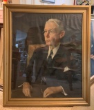 Oil painting of a man with glasses and a black suit