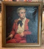 Oil painting of a Man in Red Jacket by William Hallquist