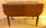 Antique walnut dropleaf table with turned legs