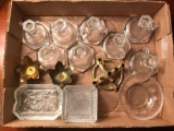 Group of Clear glass candle holders and more