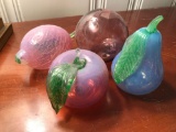 Group of 4 glass fruit