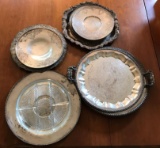 Group of silver plate platters and plates