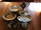 Group of silver plate bowl, trays and more